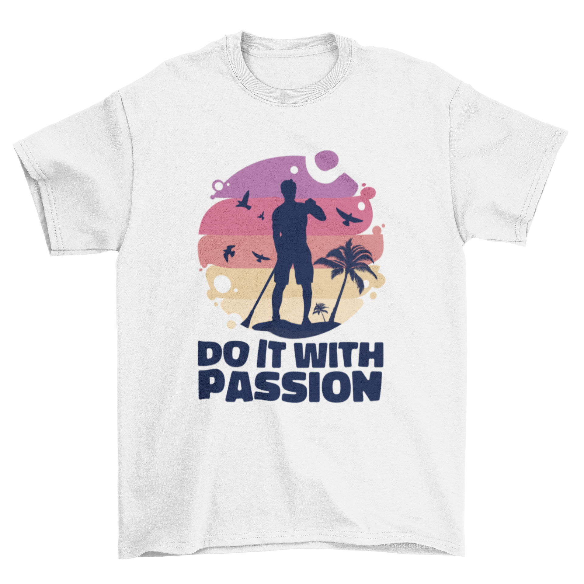 Colorful t-shirt featuring the quote 'DO IT WITH PASSION' in bold letters, designed for men.