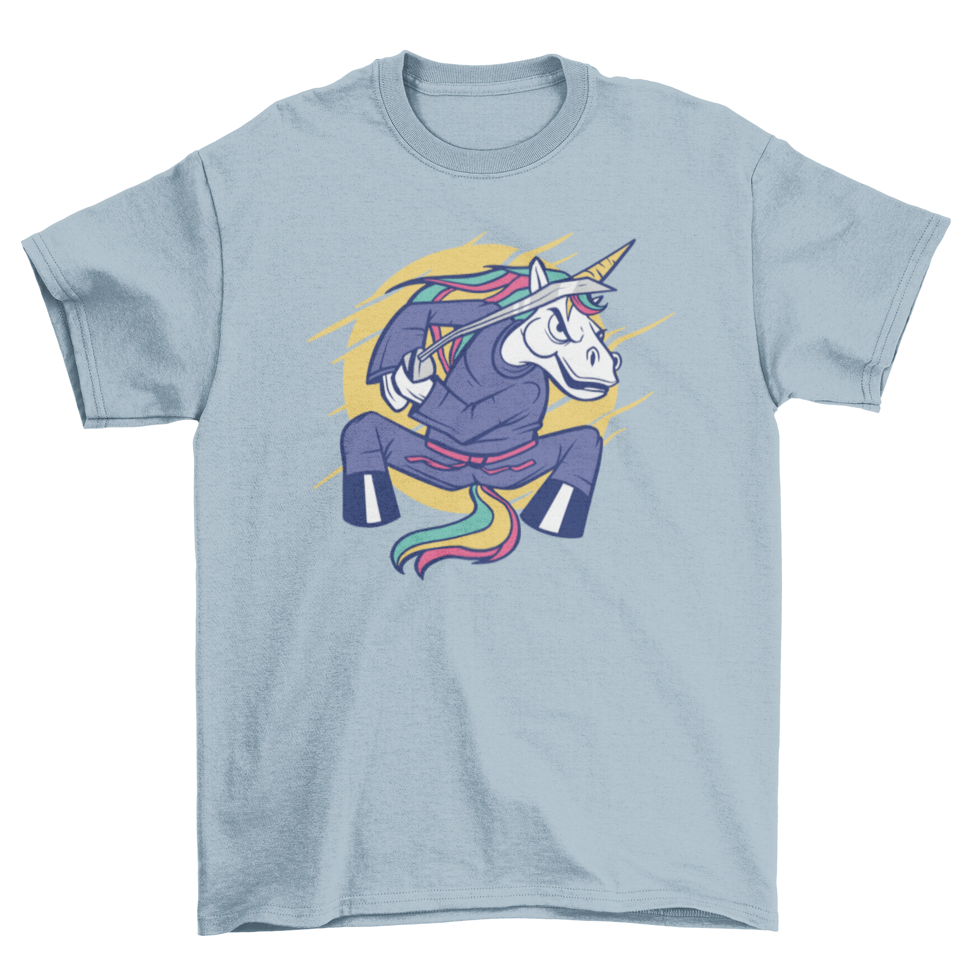 A stylish Ninja Unicorn T-shirt featuring a colorful graphic of a unicorn dressed as a ninja, perfect for casual wear.