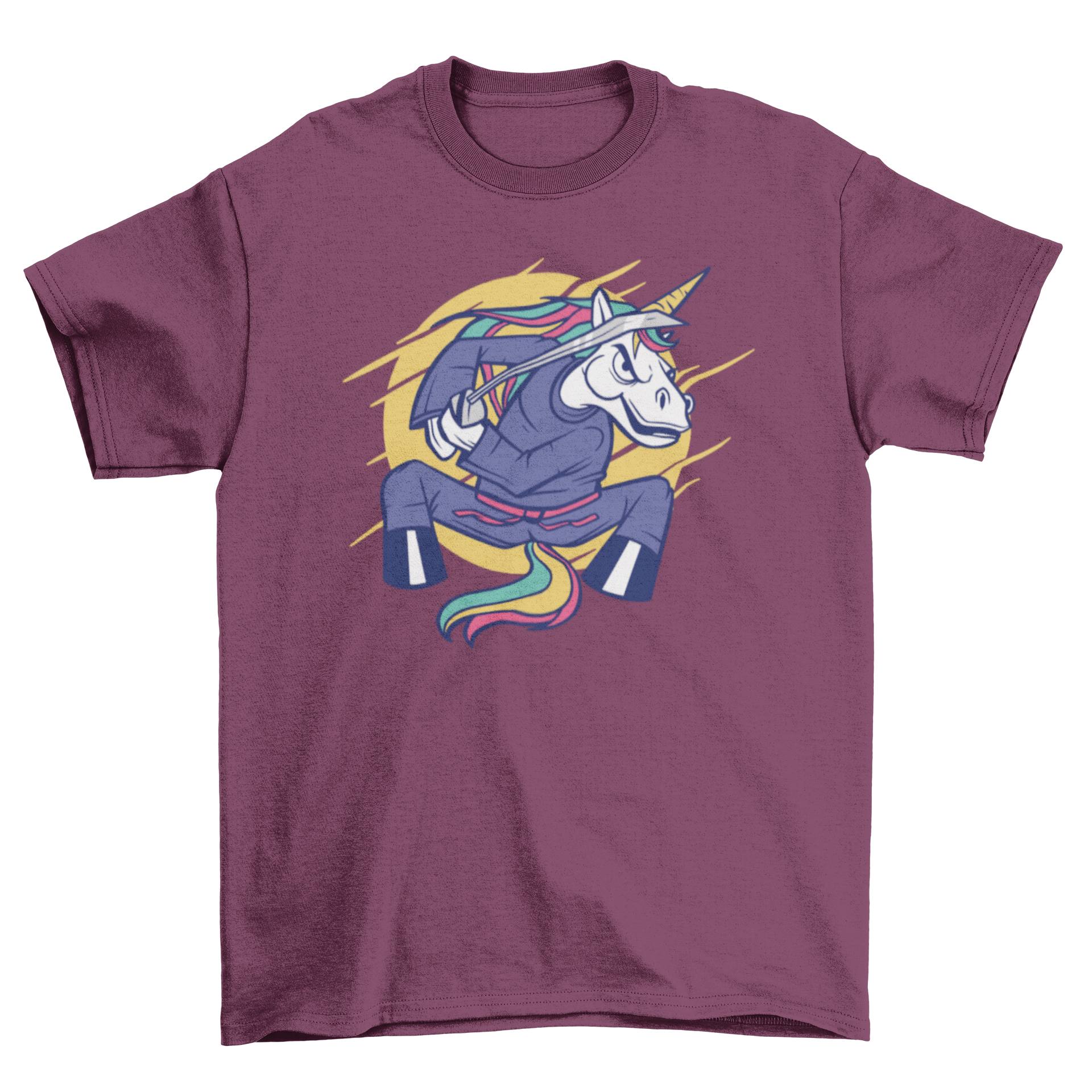 A stylish Ninja Unicorn T-shirt featuring a colorful graphic of a unicorn dressed as a ninja, perfect for casual wear.