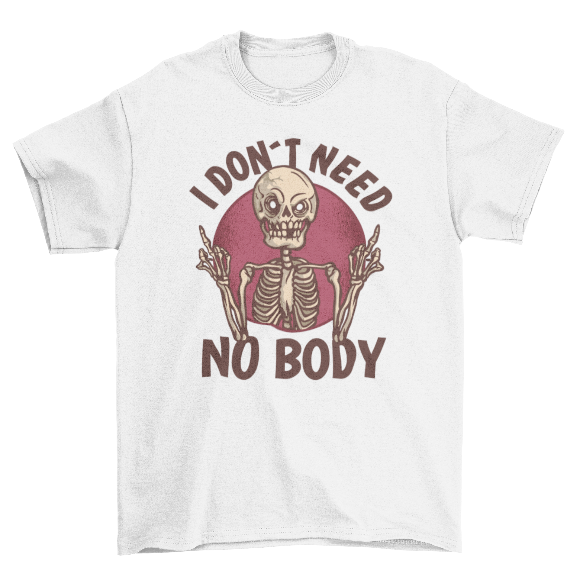 Skeleton graphic on white t-shirt