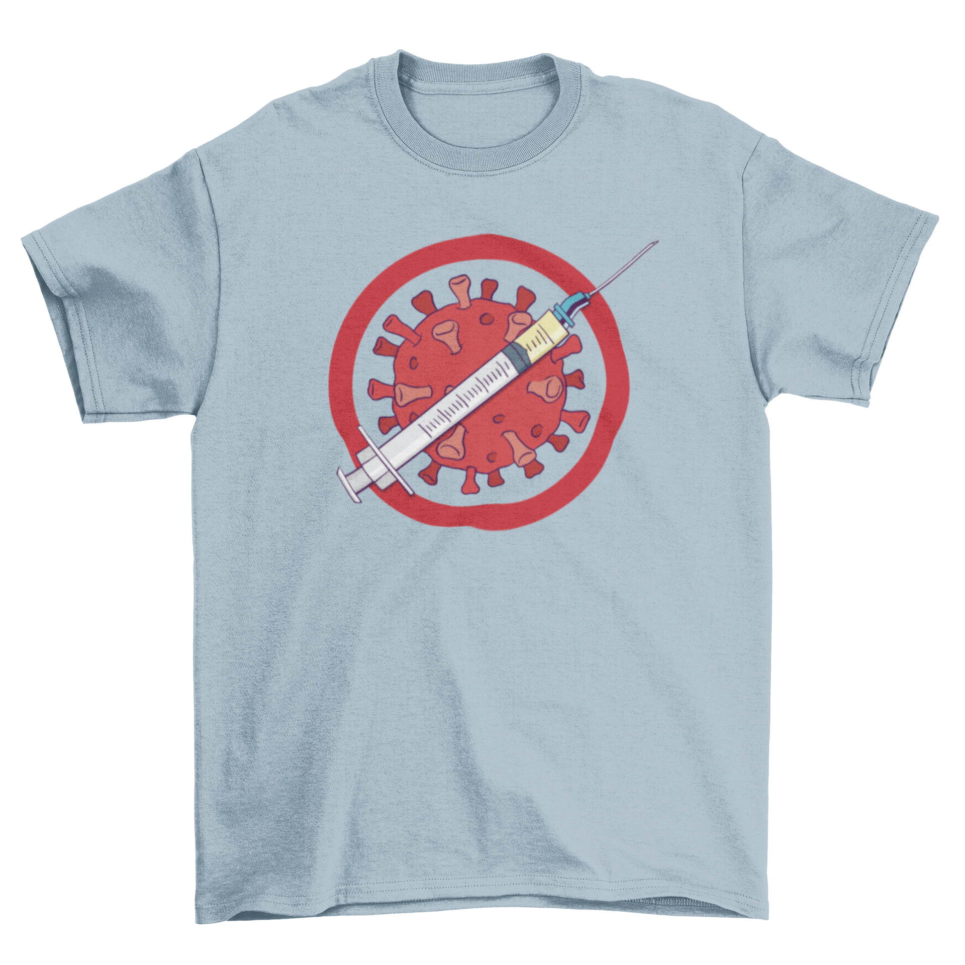 No Virus COVID Vaccine T-Shirt featuring a coronavirus design with a vaccine symbol, representing hope and resilience.