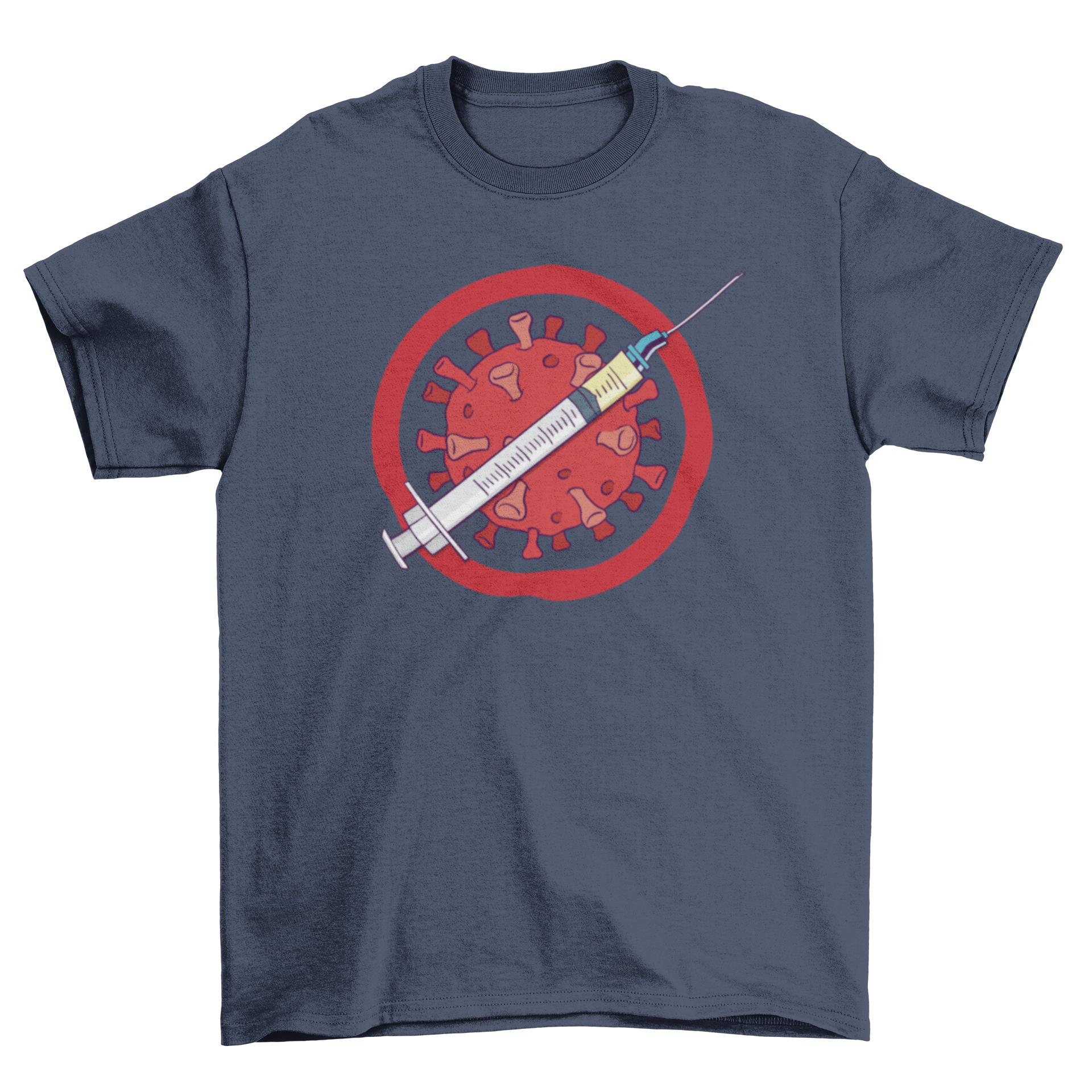 No Virus COVID Vaccine T-Shirt featuring a coronavirus design with a vaccine symbol, representing hope and resilience.