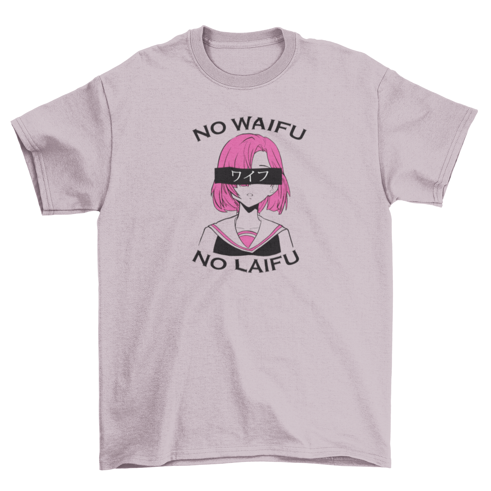 No Waifu T-Shirt featuring an anime girl illustration and the caption 'No waifu no laifu'.