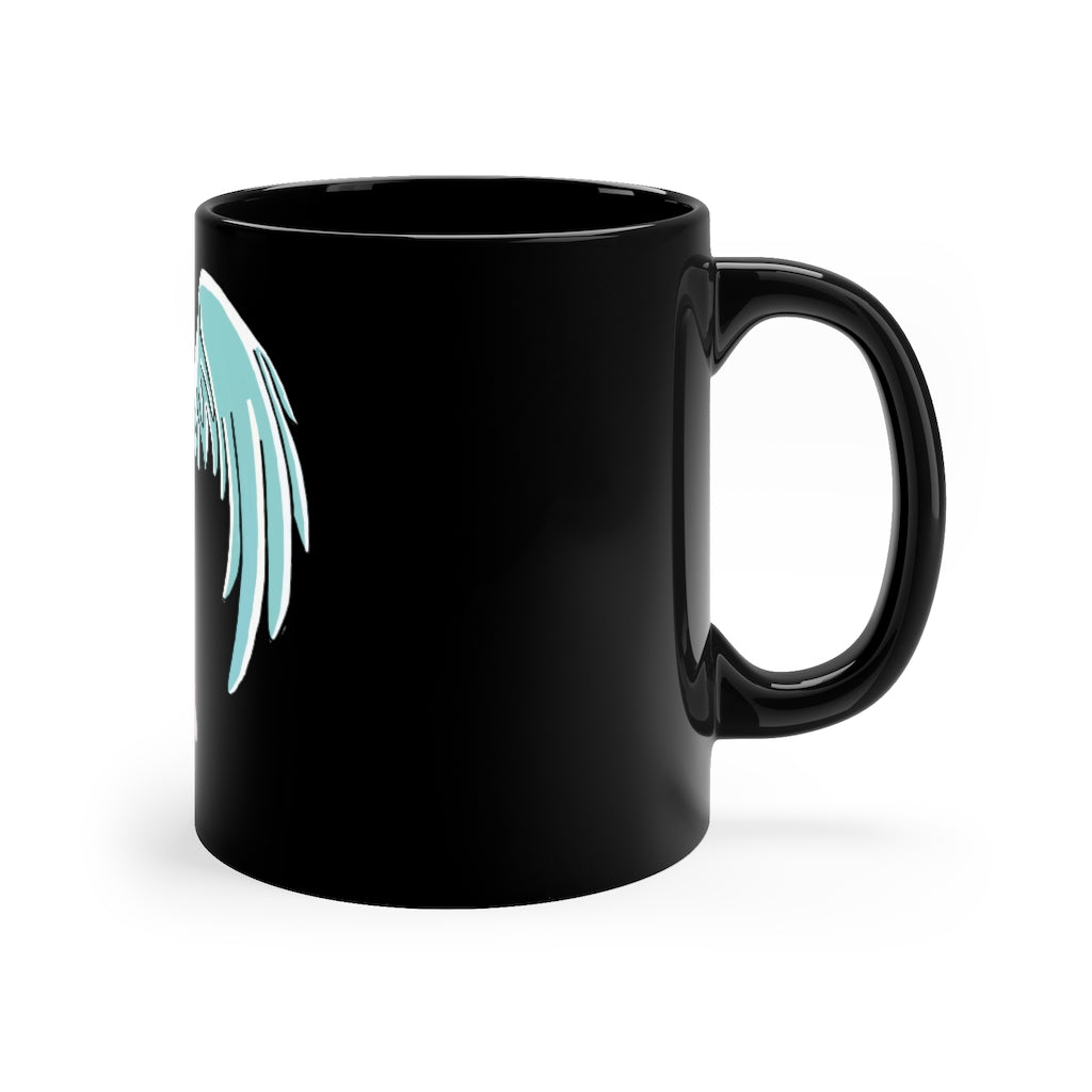 Nomais 11oz Black Mug with a sleek design, perfect for coffee, tea, or hot chocolate, showcasing customizable options.