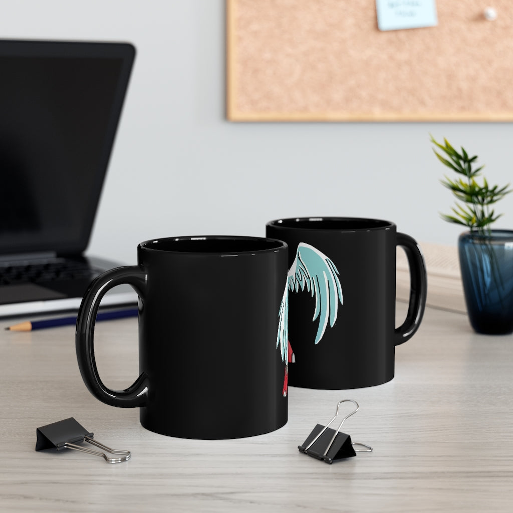 Nomais 11oz Black Mug with a sleek design, perfect for coffee, tea, or hot chocolate, showcasing customizable options.