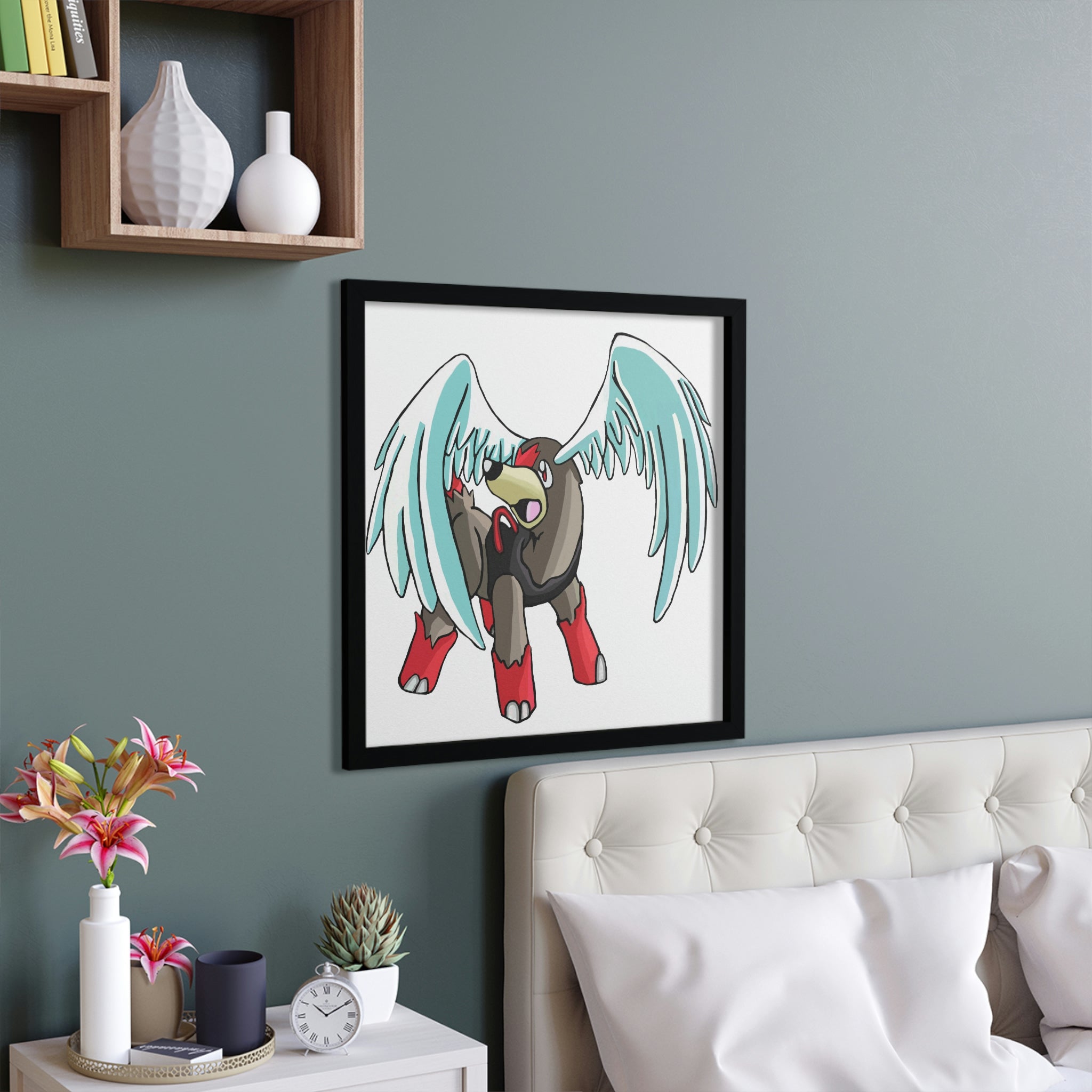 Nomais Framed Poster featuring a hand-crafted wooden frame and vibrant print, ready for hanging in any indoor or outdoor setting.