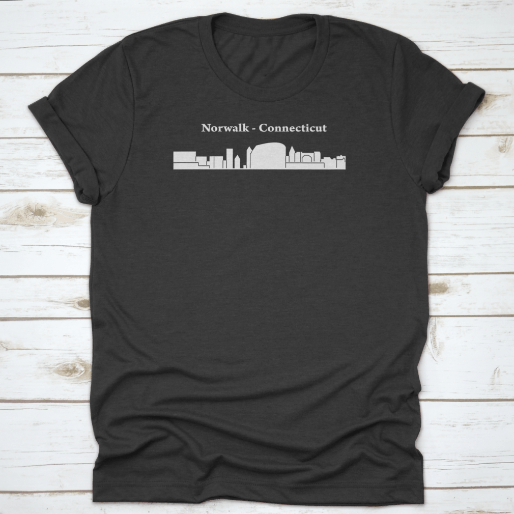 Black and white T-shirt featuring Norwalk City's famous landmark design, showcasing a stylish and comfortable fit.