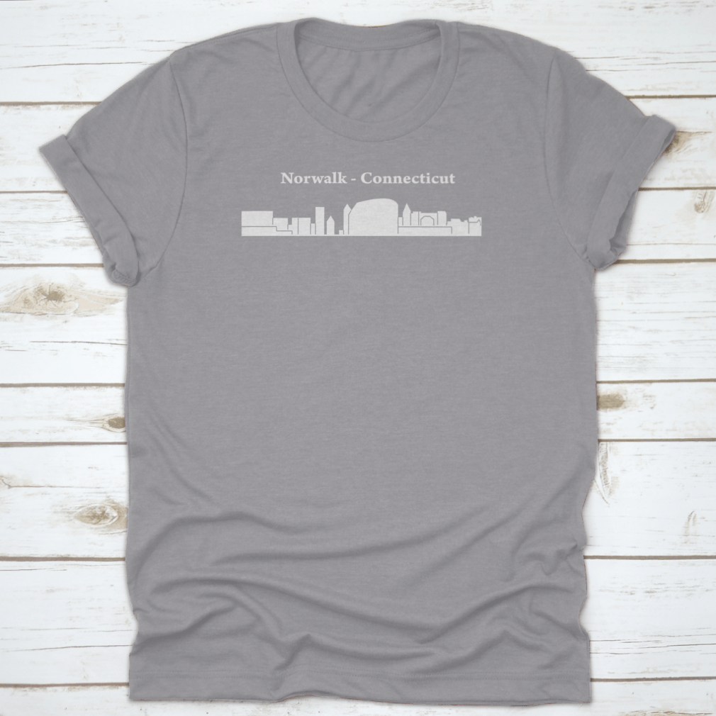 Black and white T-shirt featuring Norwalk City's famous landmark design, showcasing a stylish and comfortable fit.