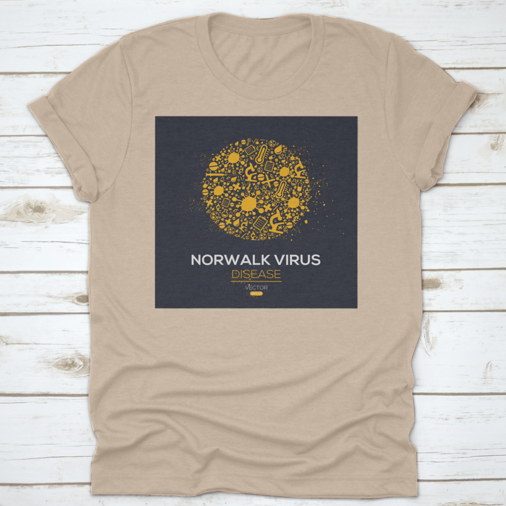 Norwalk Virus Disease Icon T-Shirt in Sport Grey, showcasing unique graphic design on a comfortable cotton fabric.