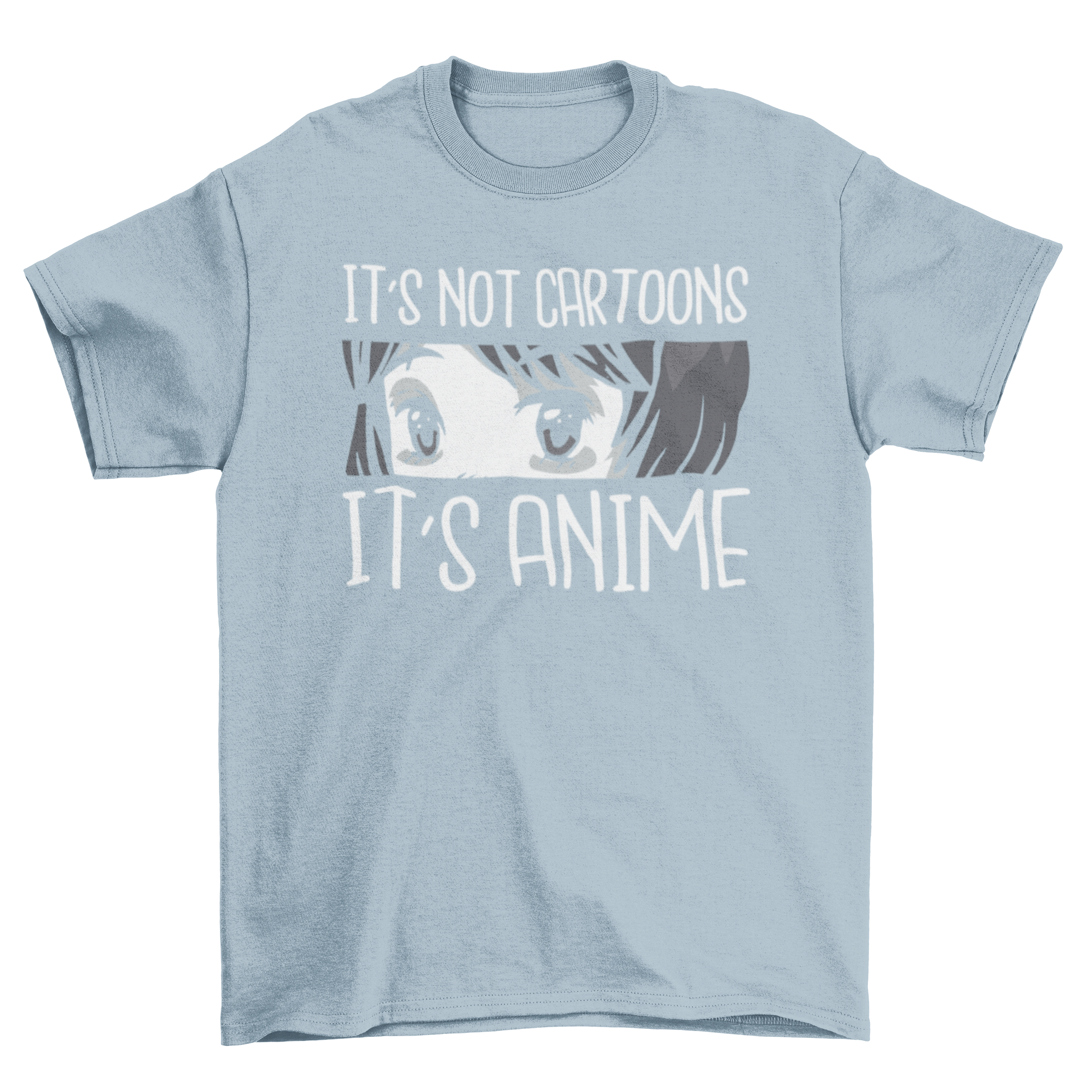 Not Cartoons Anime T-Shirt featuring a vibrant anime character and the quote 'It's not cartoons, it's anime'.