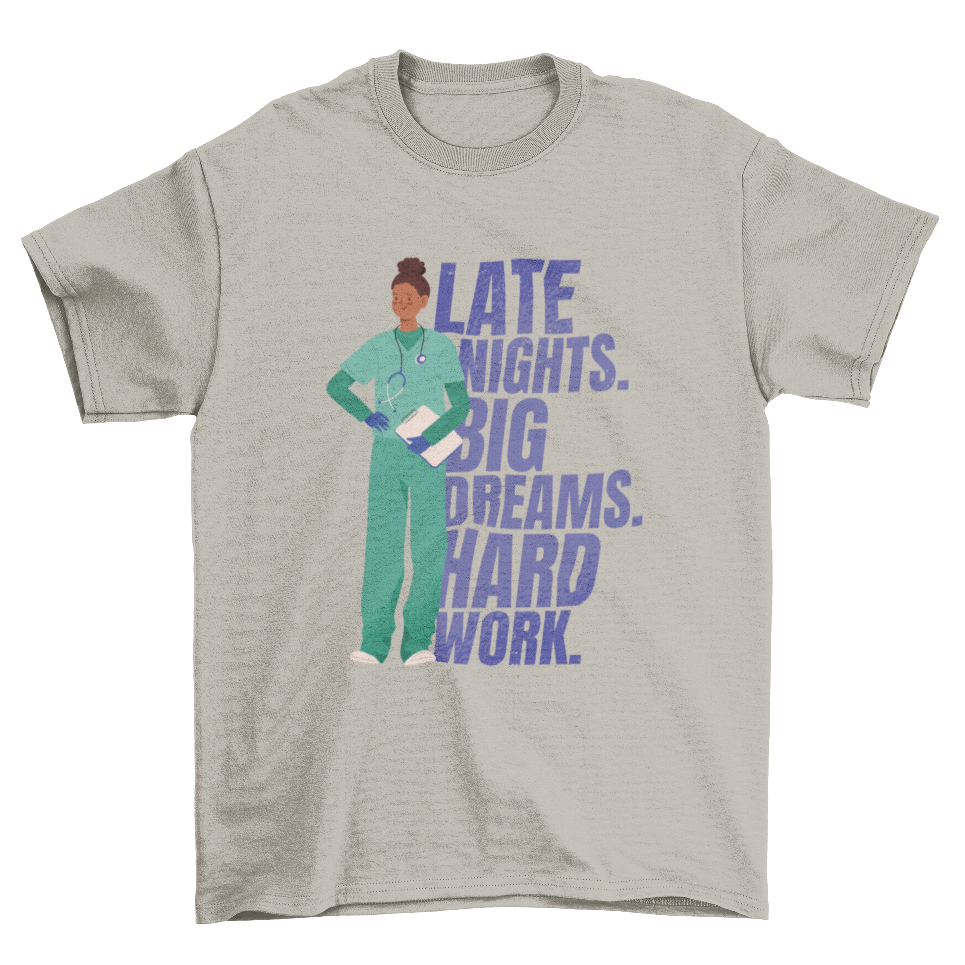 Nurse job hard work quote t-shirt featuring a nurse graphic and motivational quote.