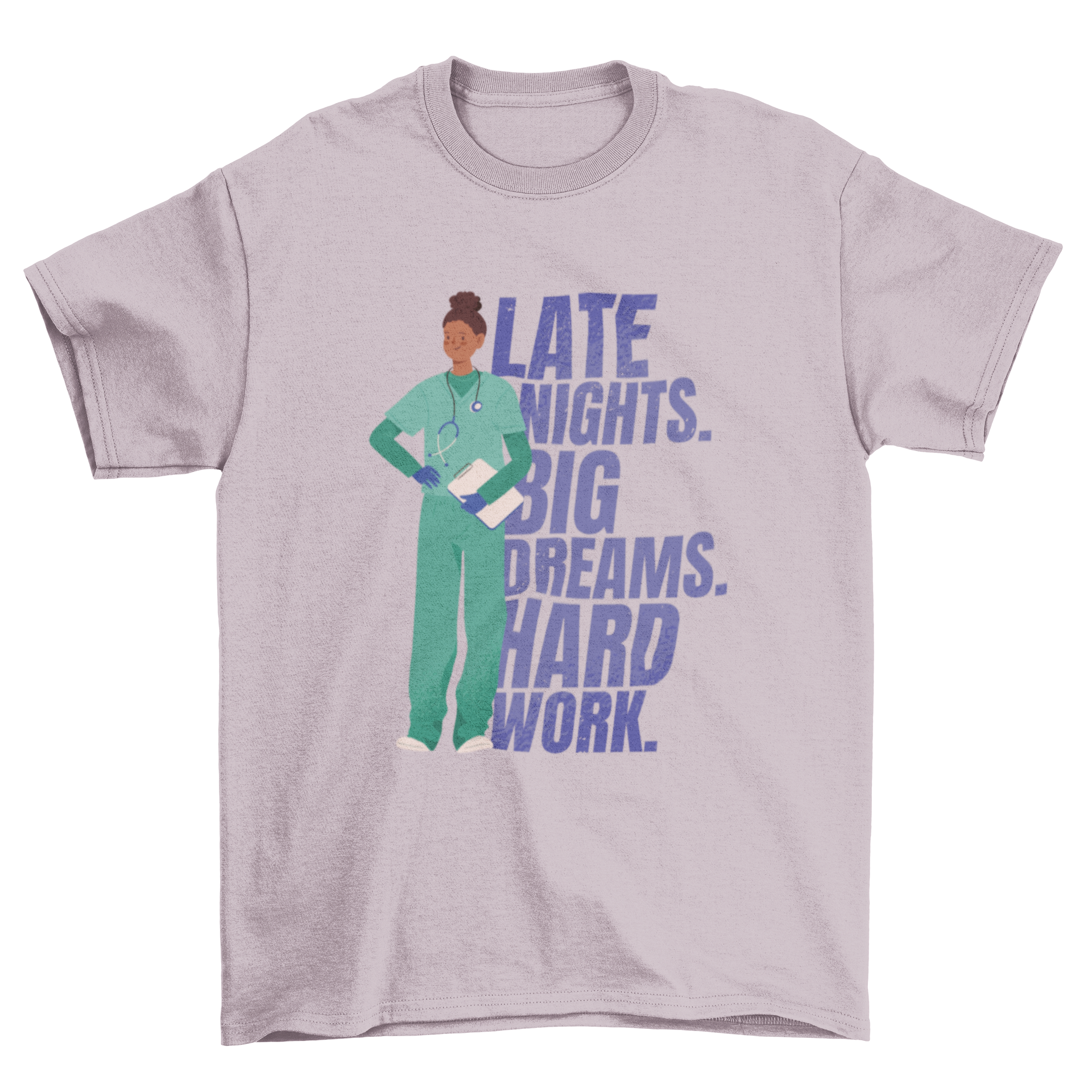 Nurse job hard work quote t-shirt featuring a nurse graphic and motivational quote.