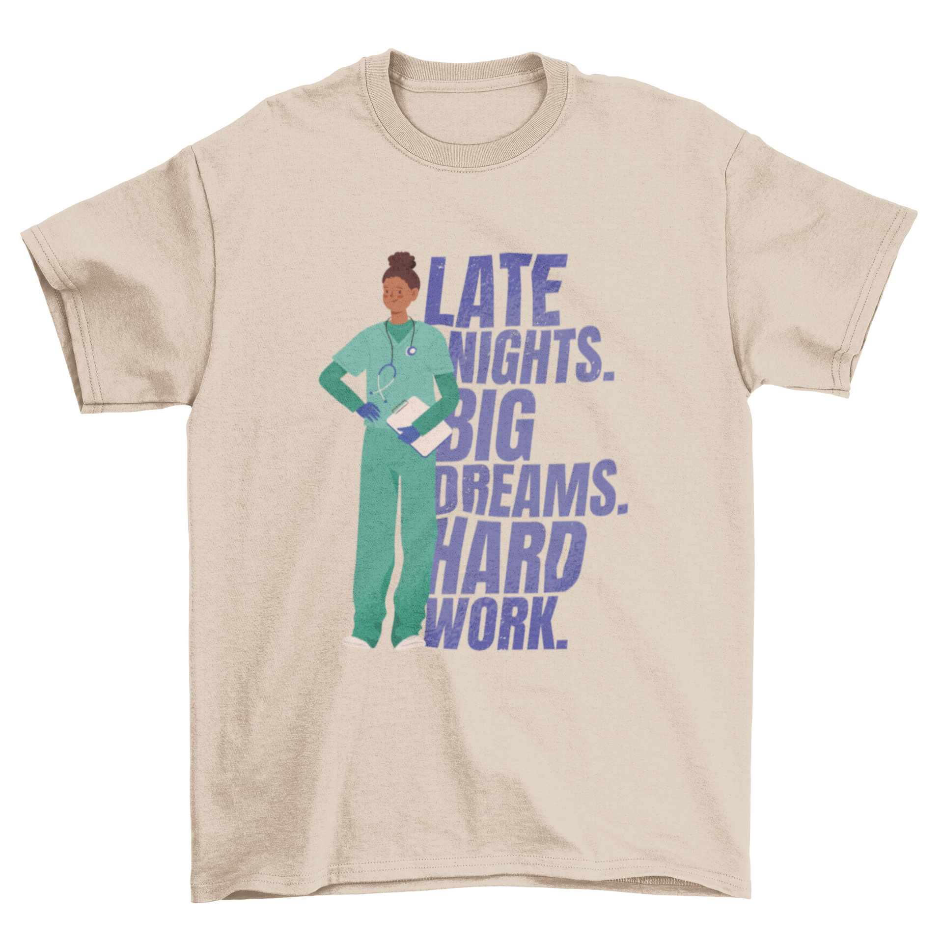 Nurse job hard work quote t-shirt featuring a nurse graphic and motivational quote.