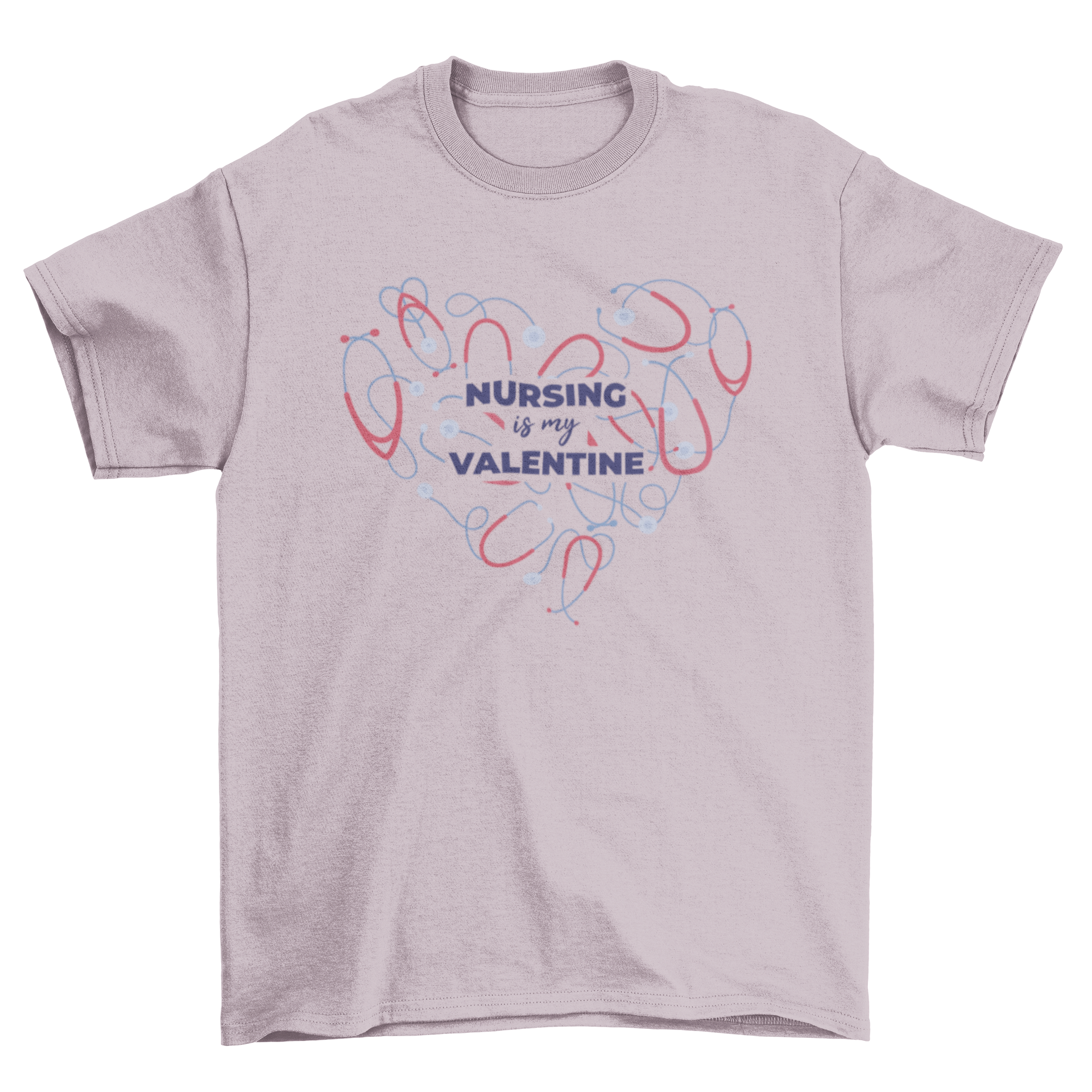 A stylish t-shirt featuring the quote 'Nursing is my Valentine', perfect for nurses celebrating Valentine's Day.