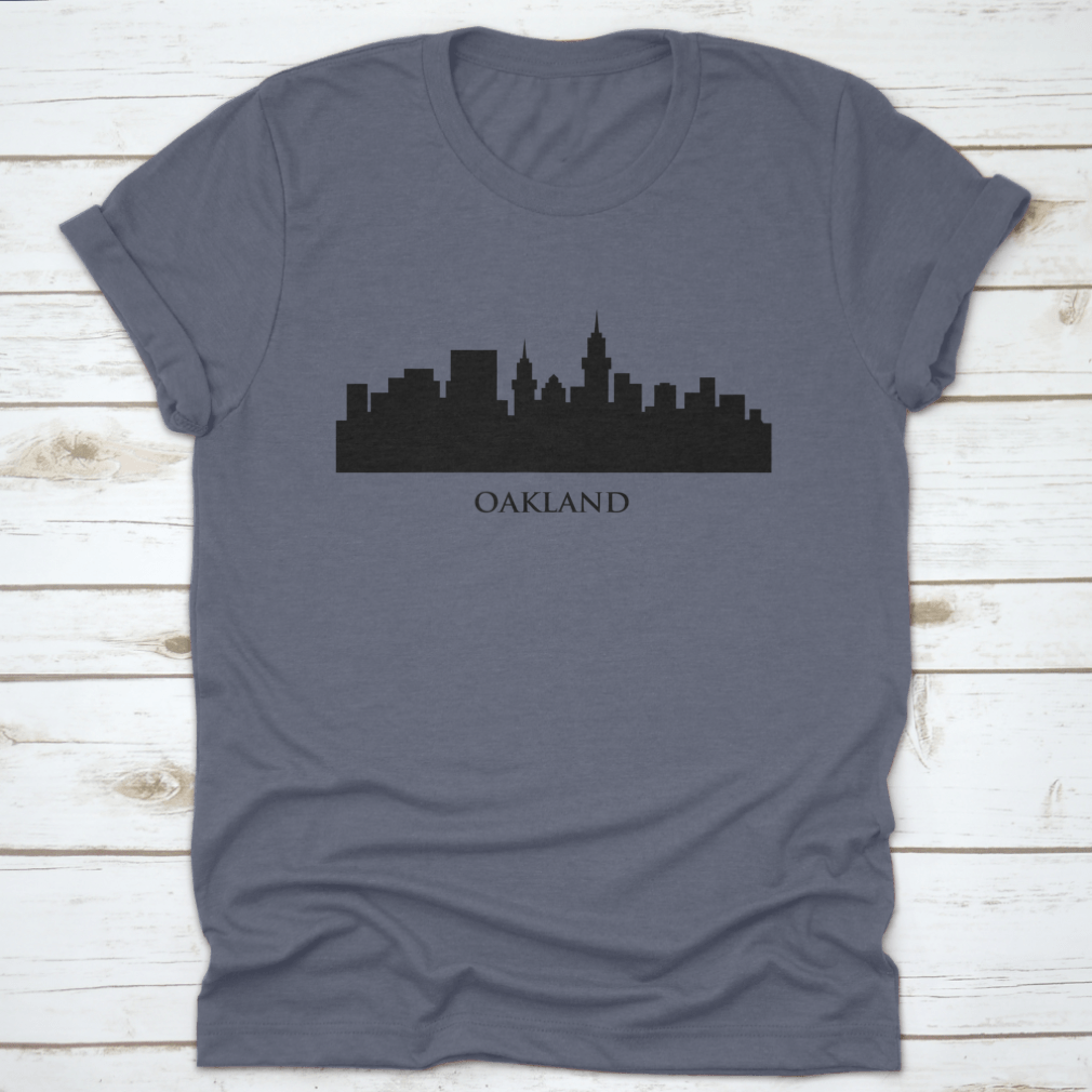 Stylish vector design of the Oakland skyline in black silhouette, showcasing iconic buildings and architecture.