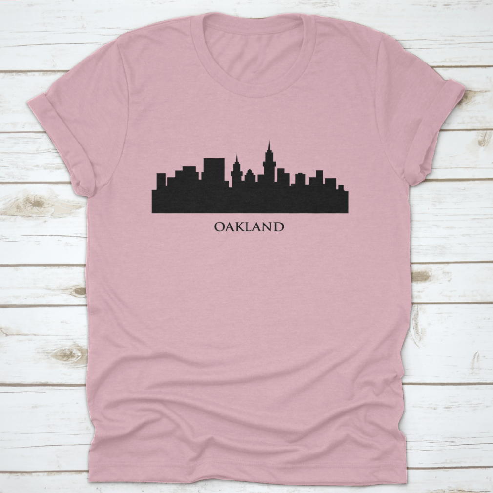 Stylish vector design of the Oakland skyline in black silhouette, showcasing iconic buildings and architecture.