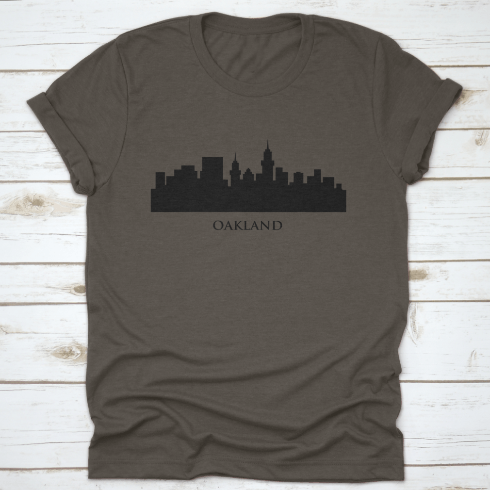 Stylish vector design of the Oakland skyline in black silhouette, showcasing iconic buildings and architecture.