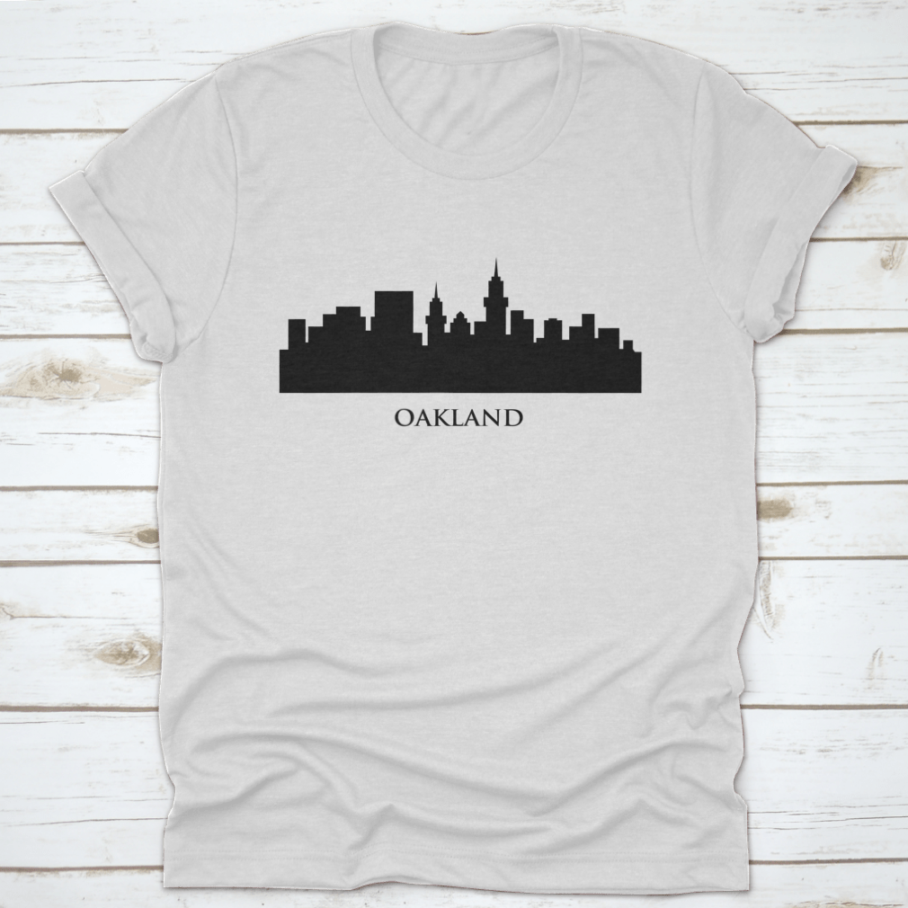 Stylish vector design of the Oakland skyline in black silhouette, showcasing iconic buildings and architecture.