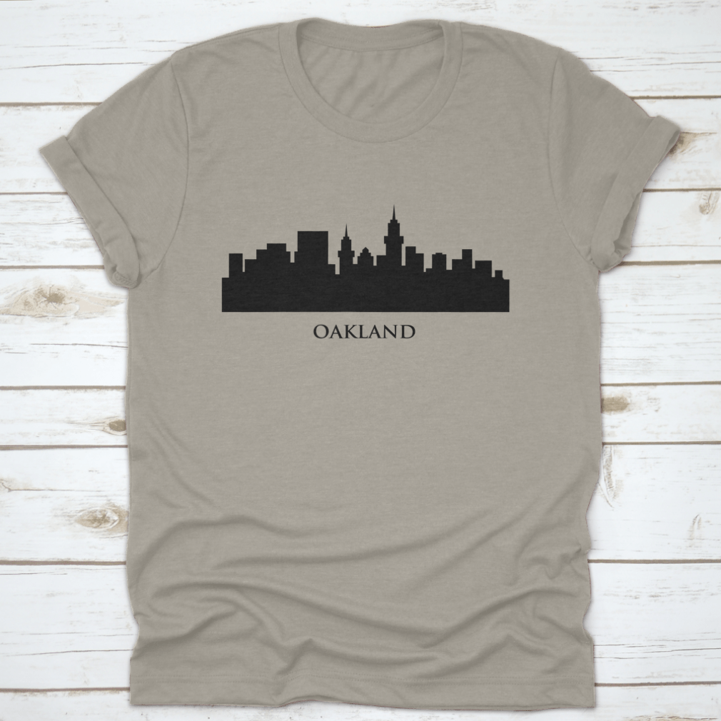 Stylish vector design of the Oakland skyline in black silhouette, showcasing iconic buildings and architecture.