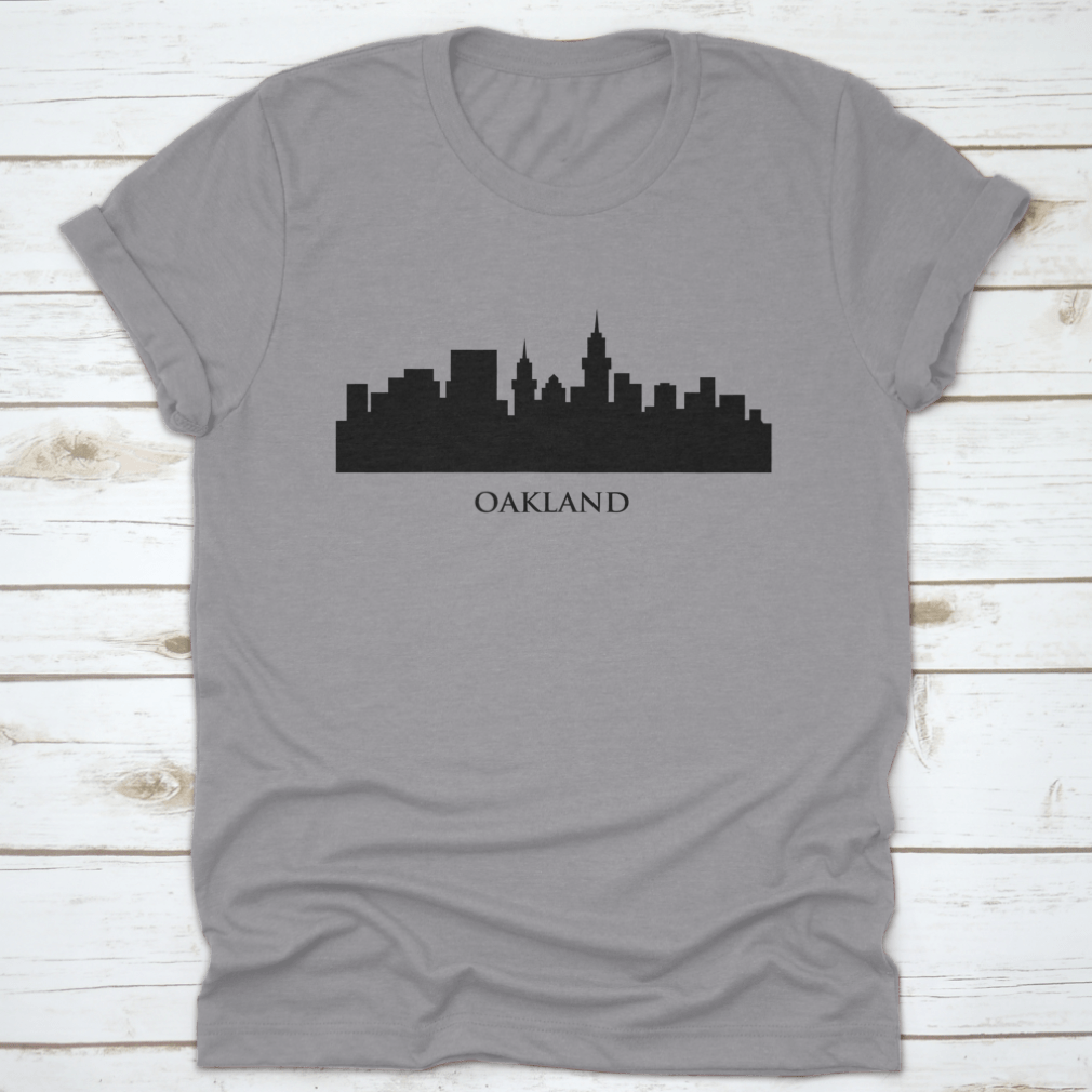 Stylish vector design of the Oakland skyline in black silhouette, showcasing iconic buildings and architecture.