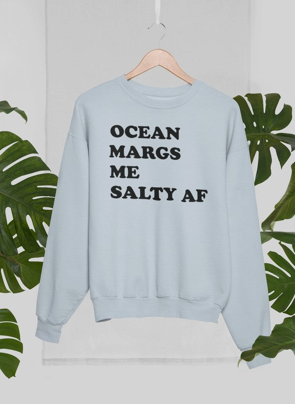 Ocean Margs Me Salty AF Sweat Shirt featuring a vibrant design by top artists, made from warm cotton/poly fleece blend.