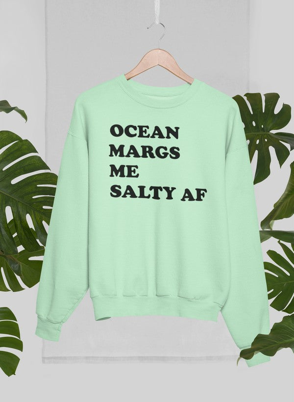 Ocean Margs Me Salty AF Sweat Shirt featuring a vibrant design by top artists, made from warm cotton/poly fleece blend.