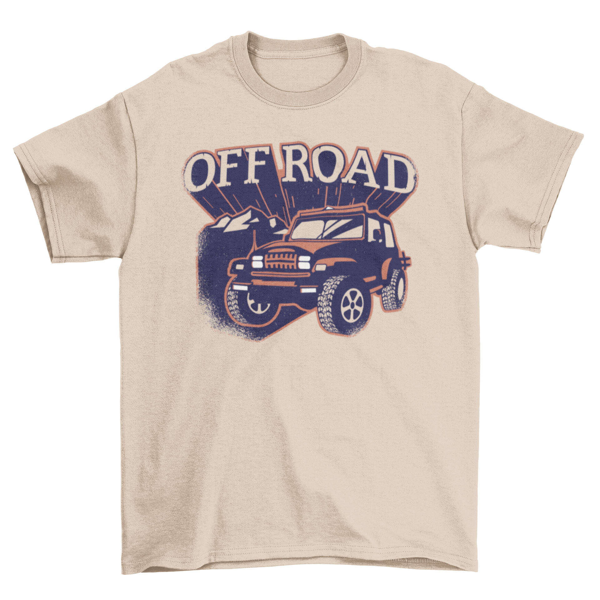 Off Road T-shirt featuring a rugged truck design with mountains in the background and 'Off Road' caption.