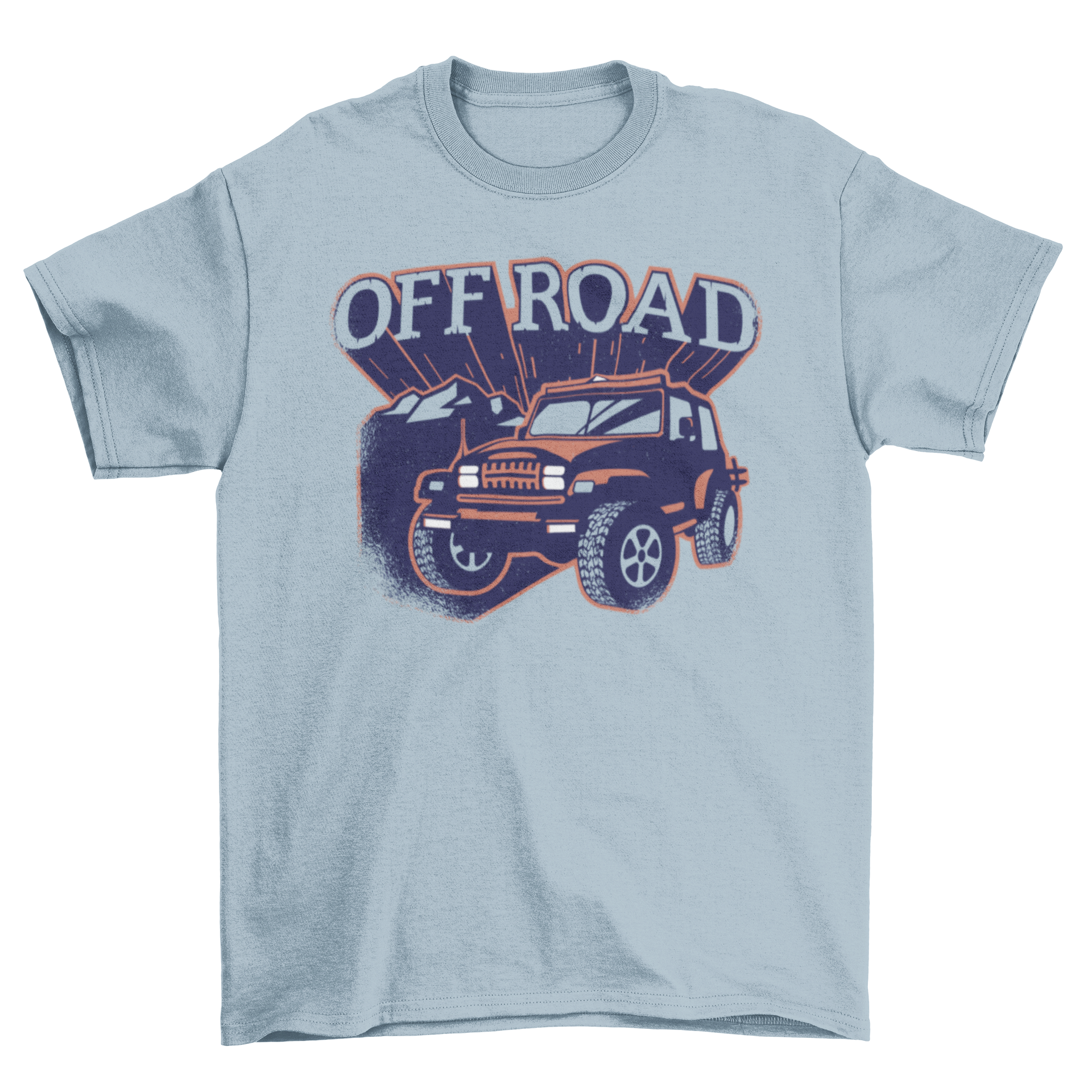 Off Road T-shirt featuring a rugged truck design with mountains in the background and 'Off Road' caption.