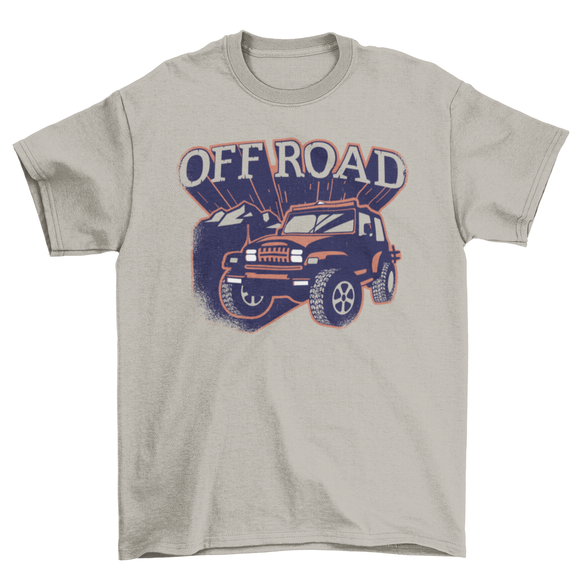 Off Road T-shirt featuring a rugged truck design with mountains in the background and 'Off Road' caption.