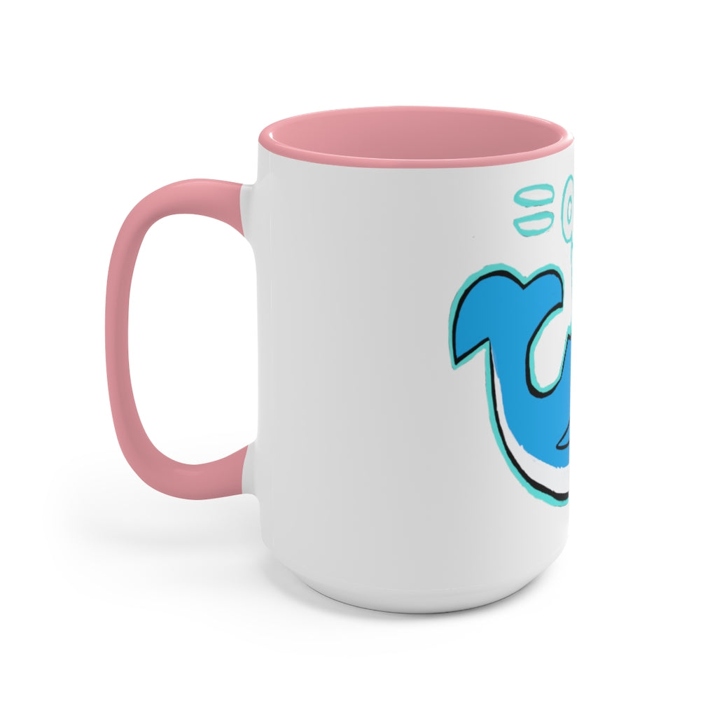 Oh Whale Accent Mug featuring a white exterior with a colored interior and handle, available in multiple sizes and colors.