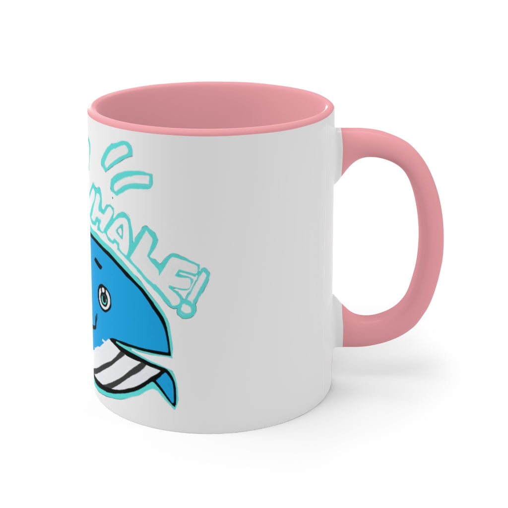 Oh Whale Accent Mug featuring a white exterior with a colored interior and handle, available in multiple sizes and colors.