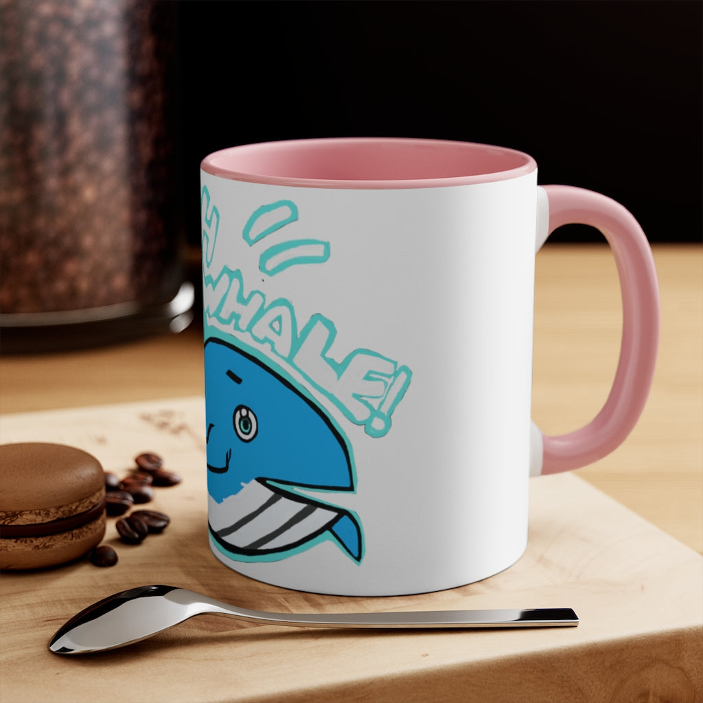 Oh Whale Accent Mug featuring a white exterior with a colored interior and handle, available in multiple sizes and colors.