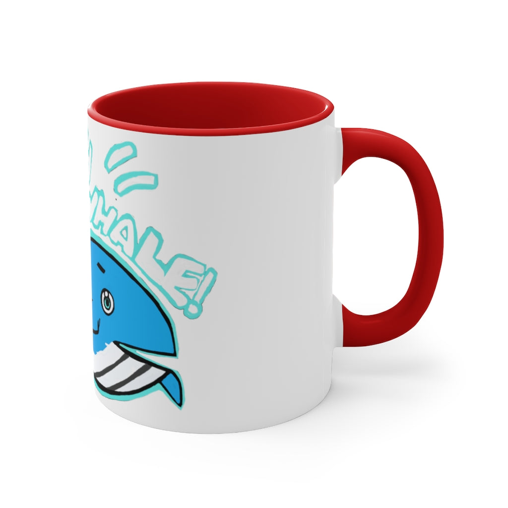 Oh Whale Accent Mug featuring a white exterior with a colored interior and handle, available in multiple sizes and colors.