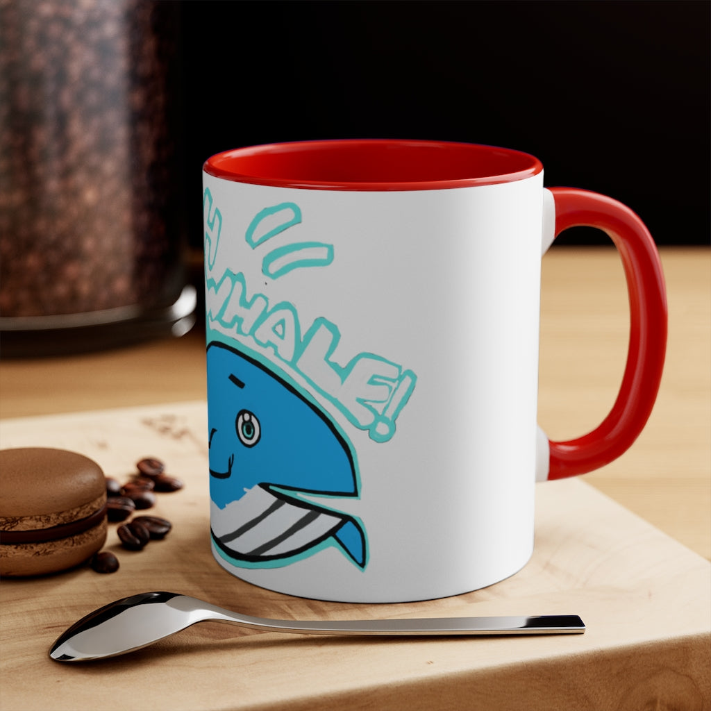 Oh Whale Accent Mug featuring a white exterior with a colored interior and handle, available in multiple sizes and colors.