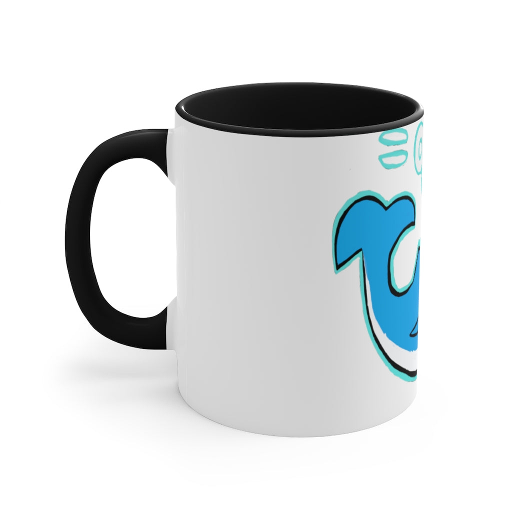 Oh Whale Accent Mug featuring a white exterior with a colored interior and handle, available in multiple sizes and colors.