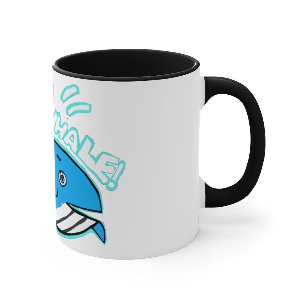 Oh Whale Accent Mug featuring a white exterior with a colored interior and handle, available in multiple sizes and colors.