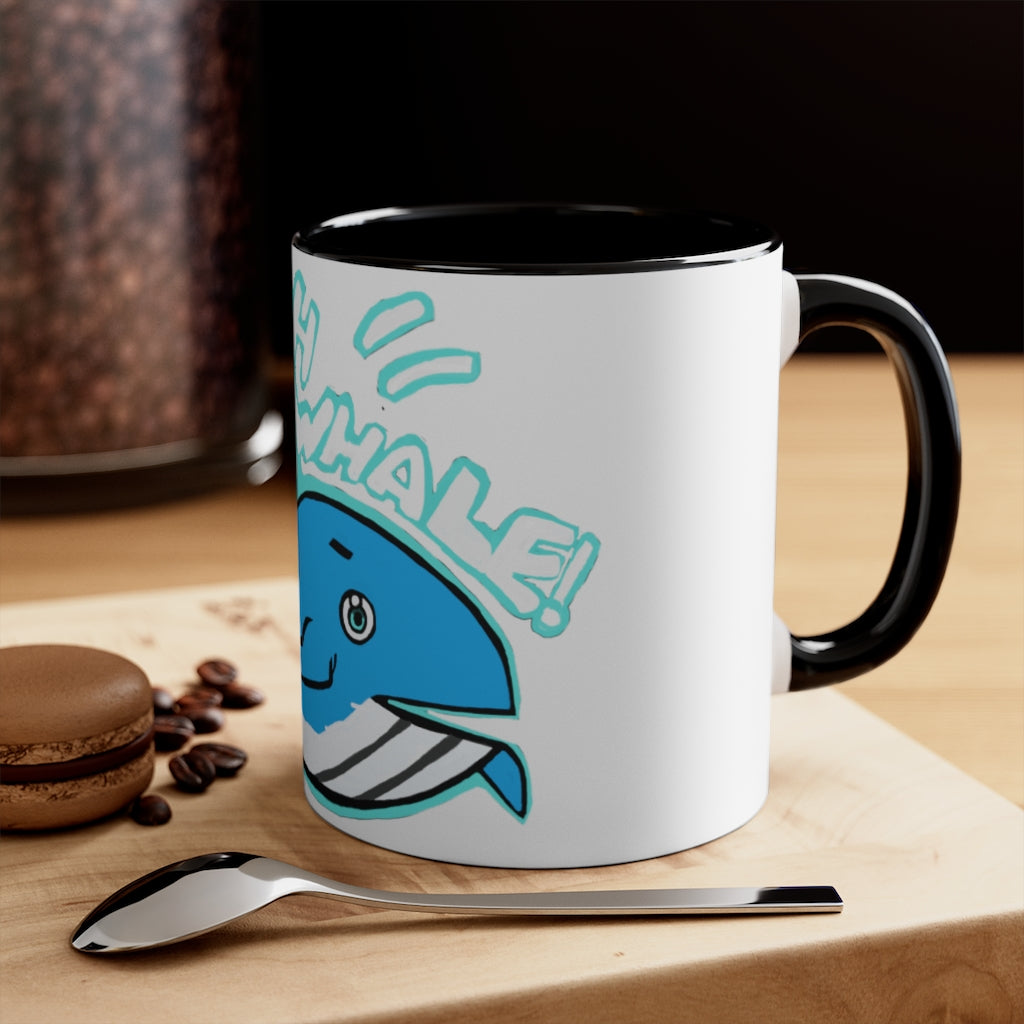 Oh Whale Accent Mug featuring a white exterior with a colored interior and handle, available in multiple sizes and colors.