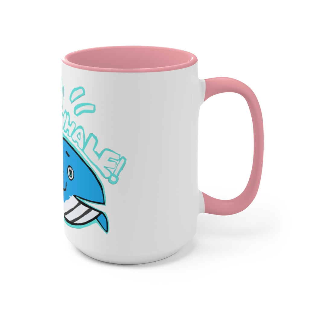 Oh Whale Accent Mug featuring a white exterior with a colored interior and handle, available in multiple sizes and colors.