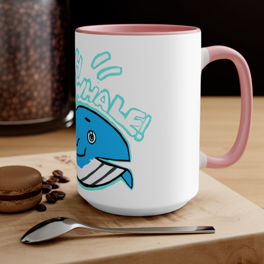 Oh Whale Accent Mug featuring a white exterior with a colored interior and handle, available in multiple sizes and colors.