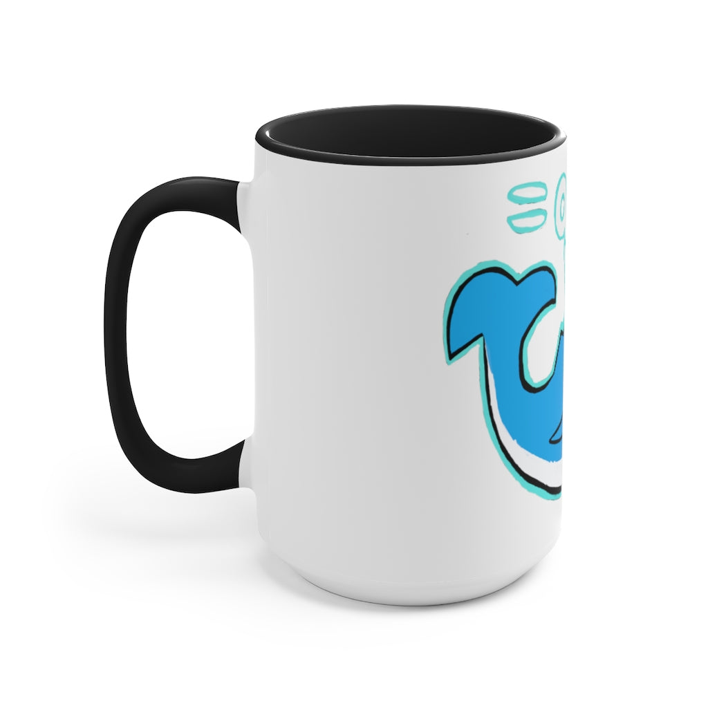 Oh Whale Accent Mug featuring a white exterior with a colored interior and handle, available in multiple sizes and colors.