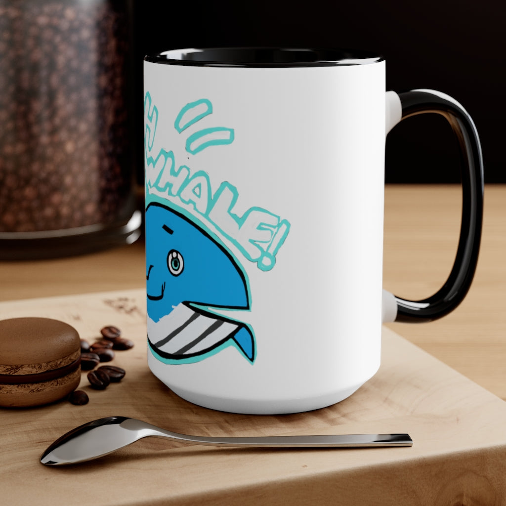 Oh Whale Accent Mug featuring a white exterior with a colored interior and handle, available in multiple sizes and colors.