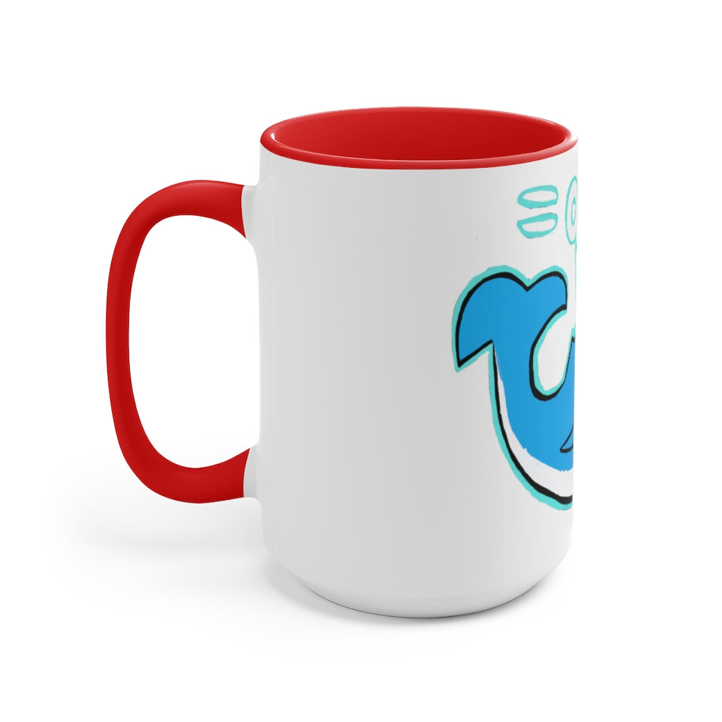 Oh Whale Accent Mug featuring a white exterior with a colored interior and handle, available in multiple sizes and colors.