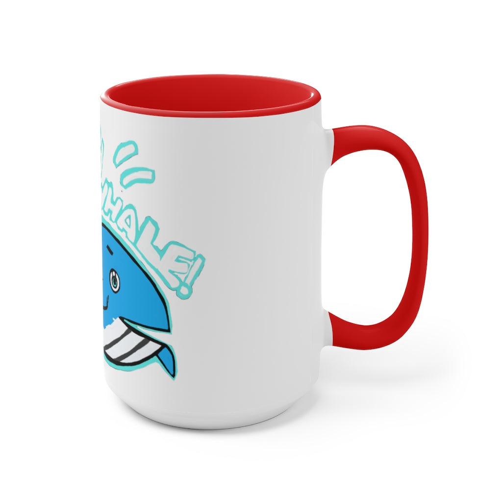 Oh Whale Accent Mug featuring a white exterior with a colored interior and handle, available in multiple sizes and colors.