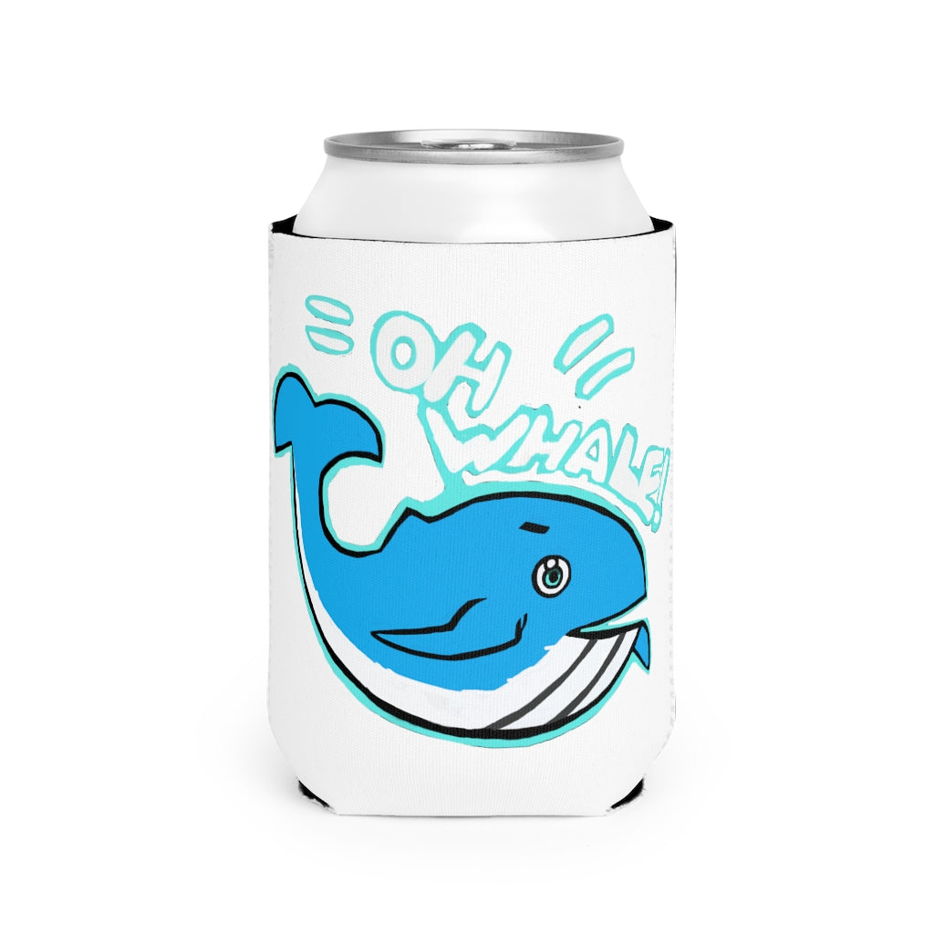 Oh Whale Can Cooler Sleeve made of durable neoprene, designed to fit standard 12 oz cans, featuring a customizable design.