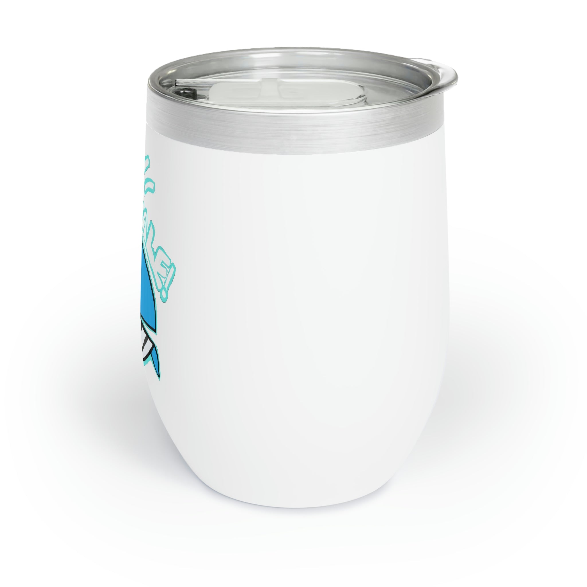 Oh Whale Chill Wine Tumbler in stainless steel with a customizable design, showcasing its double-insulated walls and stemless shape.