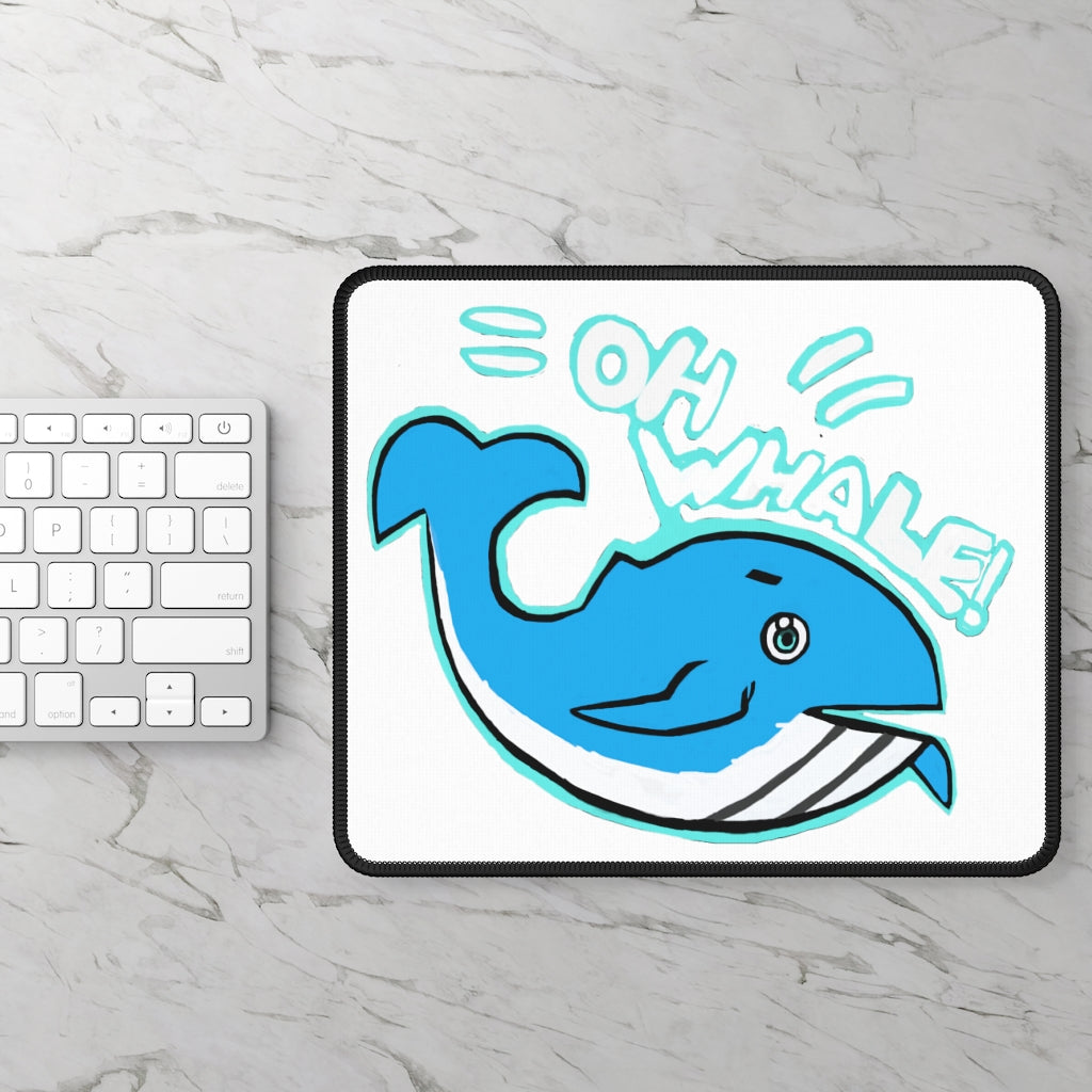 Oh Whale Gaming Mouse Pad featuring vibrant designs and stitched edges, ideal for gaming and office use.