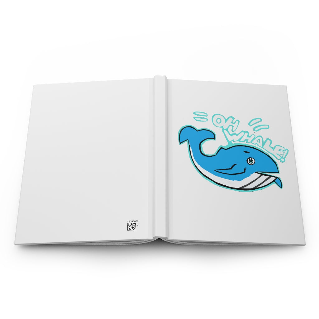 Oh Whale Hardcover Journal with a matte finish, featuring customizable covers and lined pages, ideal for personal journaling.