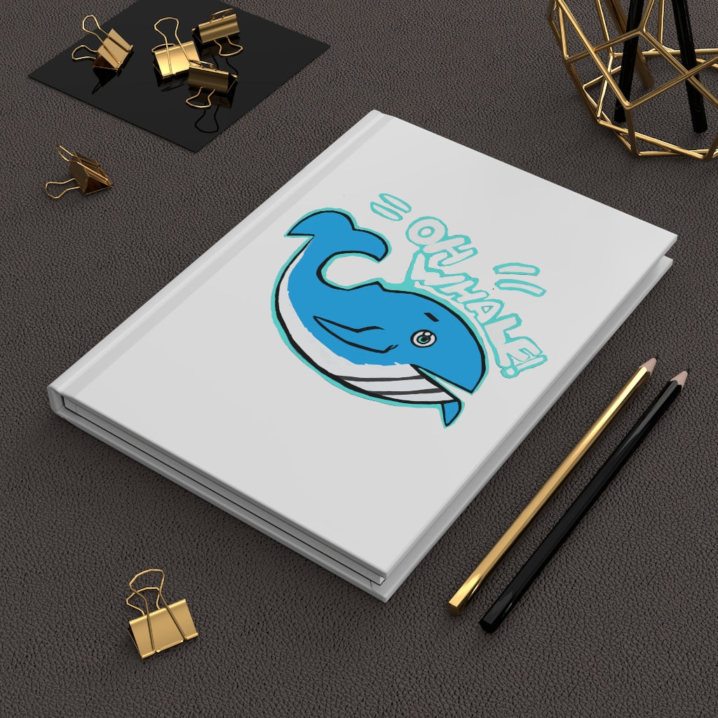 Oh Whale Hardcover Journal with a matte finish, featuring customizable covers and lined pages, ideal for personal journaling.