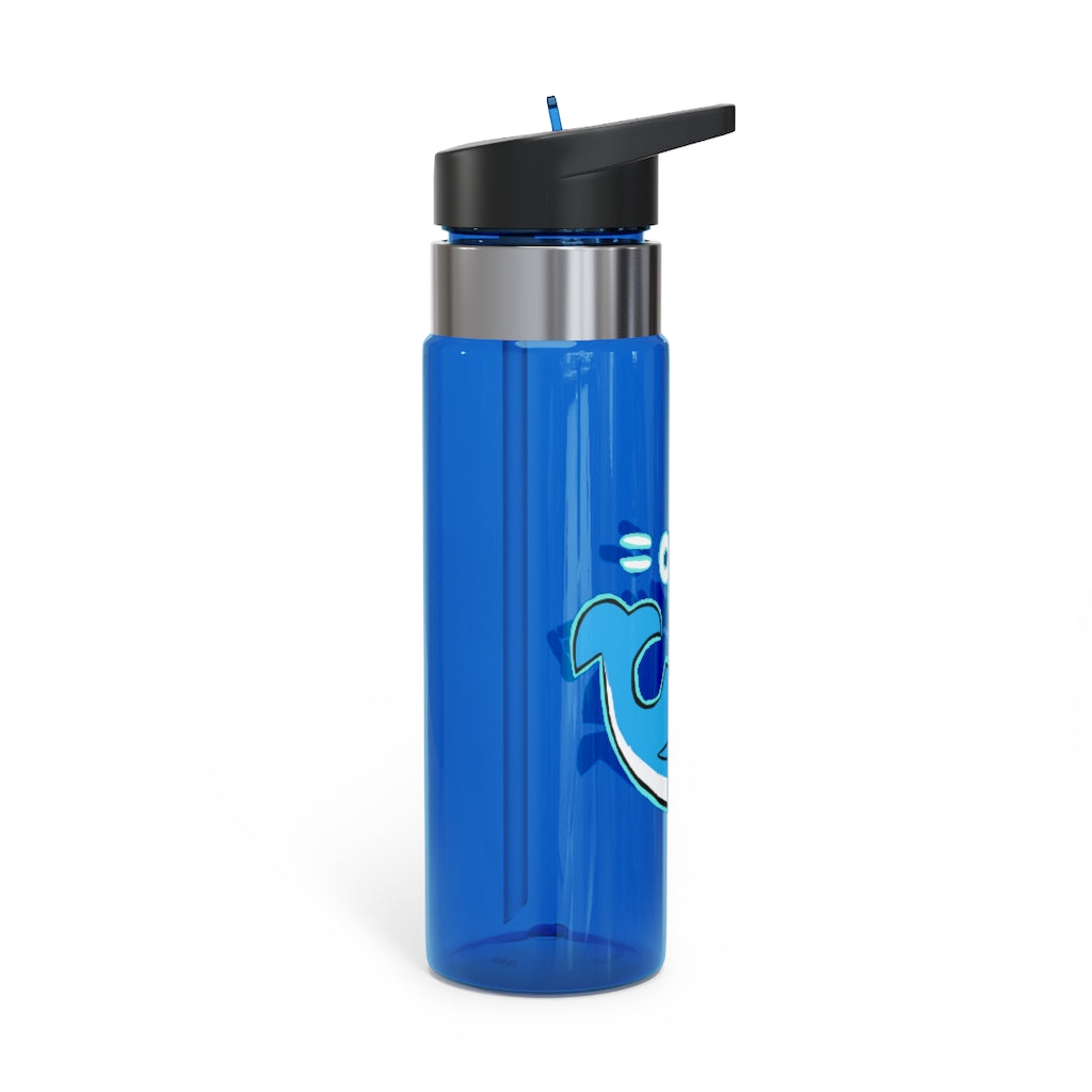 Oh Whale Kensington Tritan™ Sport Bottle, 20oz, featuring a screw-on lid, straw, and carabiner hook, made from durable BPA-free Tritan plastic.