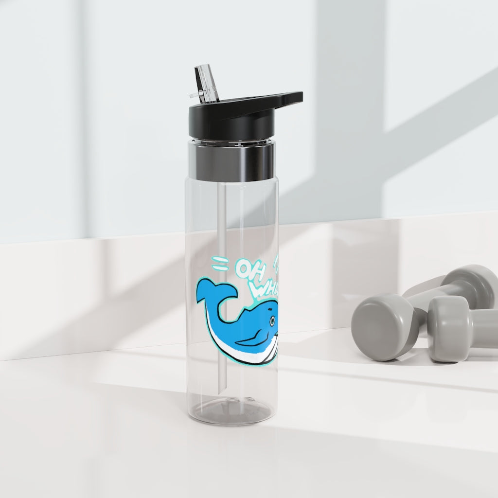 Oh Whale Kensington Tritan™ Sport Bottle, 20oz, featuring a screw-on lid, straw, and carabiner hook, made from durable BPA-free Tritan plastic.